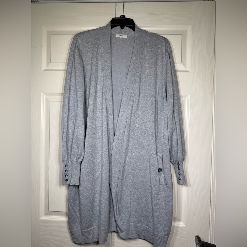 Peyton Primrose Women’s‎ Gray Long Sleeve Cardigan Size 3X